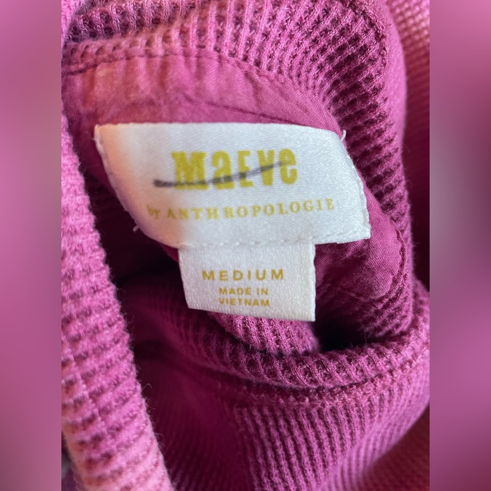 Maeve by Anthropologie Pink Waffle Knit Turtleneck Top Size Medium - Picture 5 of 6